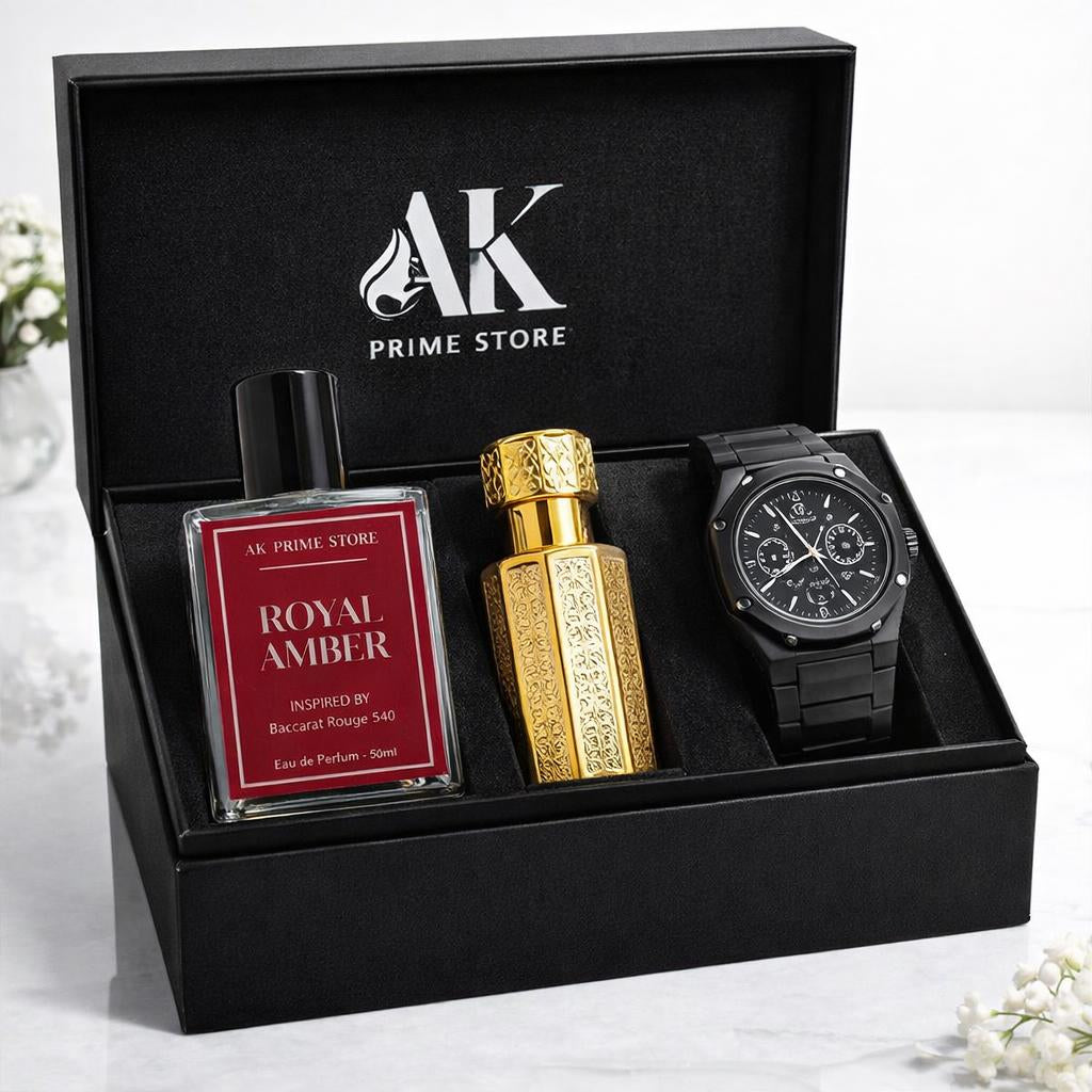 AK Prime Gift Kit – Watch, Attar & Perfume Collection